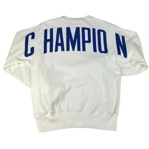Champion Reverse Weave Boy's Youth White Back Spellout Long Sleeve Pullover Sz S